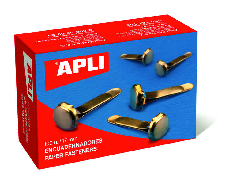 Apli Caja de 100 Encuadernadores Metalicos 12mm sin Arandela - Aptos para todo tipo de Documentos - Ideales para Encuadernar y Manualidades - Color Dorado Apli Caja de 100 Encuadernadores Metalicos 12mm sin Arandela - Aptos para todo tipo de Documentos - Ideales para Encuadernar y Manualidades - Color Dorado