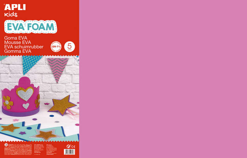 Apli Goma Eva Rosa 600x400 - 5 Hojas de Espuma Suave y Flexible