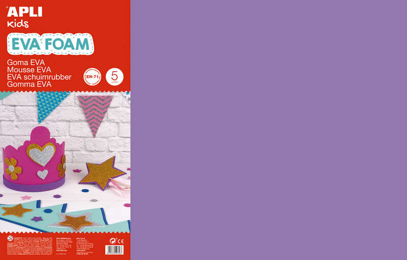 Apli Goma Eva Lila 600x400 - 5 Hojas de Espuma Suave y Flexible