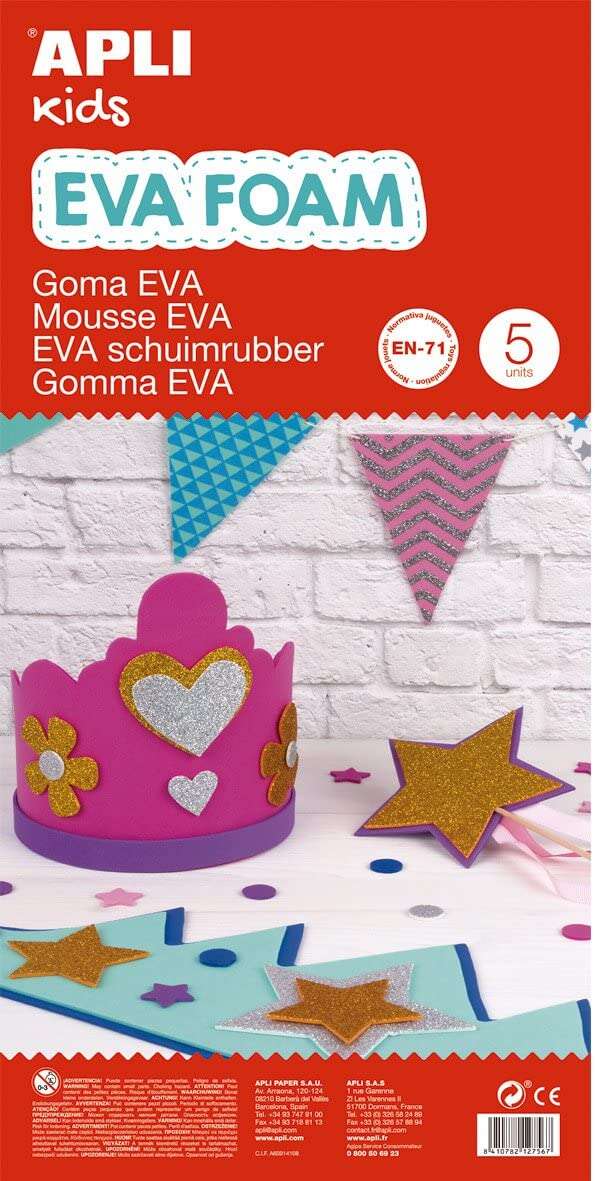 Apli Pack de 5 Goma Eva 600 x 400 mm - Grosor 2 mm - Impermeable - Moldeable al Calor - Color Blanco