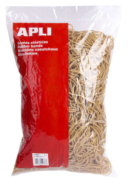 Apli Gomas Elasticas Ø 120 x 2mm - 1kg de Contenido - Gran Elasticidad y Resistencia - 70% de Caucho Natural