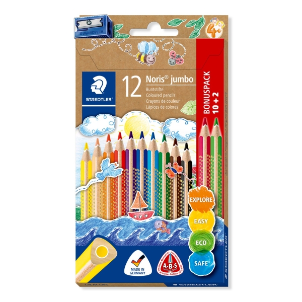 Staedtler Jumbo Noris 128 Pack de 12 Lapices Triangulares de Colores - Diseño Ergonomico - Colores Surtidos Staedtler Jumbo Noris 128 Pack de 12 Lapices Triangulares de Colores - Diseño Ergonomico - Colores Surtidos