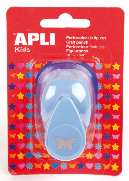 Apli Perforadora de Papel en Forma de Mariposa - Figura de 16mm - Perfora Papel, Carton y Cartulina de Hasta 220g/m² - Deposito de Papel - Doble Uso - Ideal para Scrapbooking, Manualidades y Decoraciones - Color Plateado