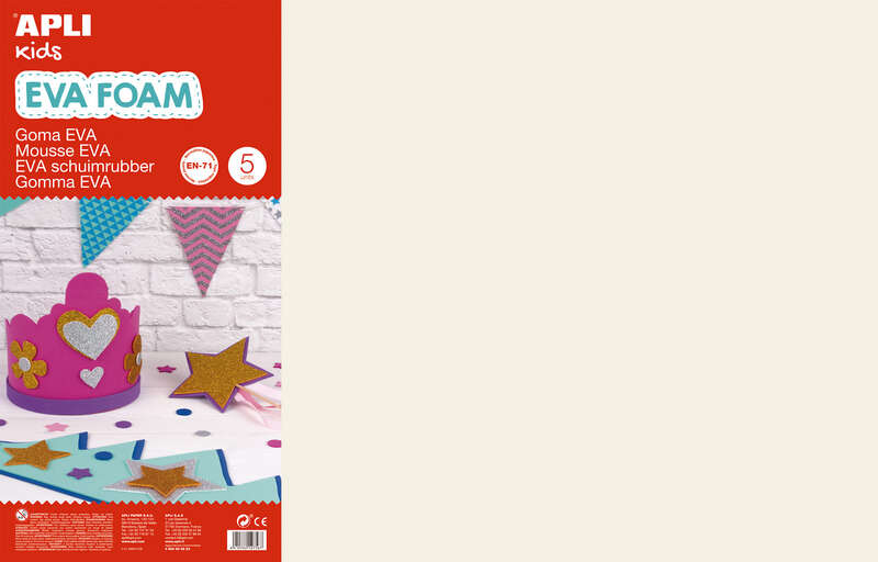 Apli Goma Eva Piel Claro 600x400mm - 5 Hojas de Tamaño Grande y Flexible - Ideal para Manualidades y Decoracion