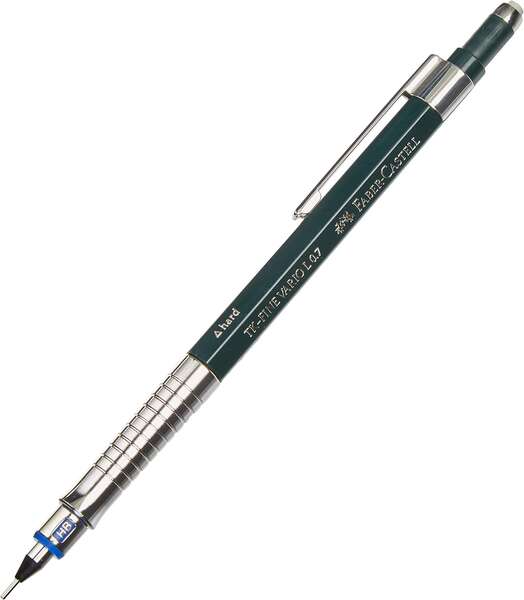 Faber-Castell TK-Fine Vario L Portaminas HB 0.7mm - Con Goma de Borrar - Clip de Metal - Color Verde