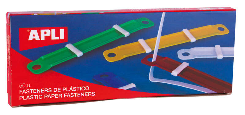 Apli Pack de 50 Fasteners de Plastico con Lengüeta - Tamaño 90x12mm - Cierre Compresor - Ideal para Organizar Papel - Colores Surtidos Apli Pack de 50 Fasteners de Plastico con Lengüeta - Tamaño 90x12mm - Cierre Compresor - Ideal para Organizar Papel - Colores Surtidos