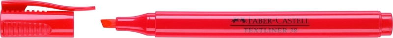 Faber-Castell Textliner 38 Marcador Fluorescente - Cuerpo Fino - Punta Biselada - Trazo Grueso y Fino - Tinta con Base de Agua - Color Rojo