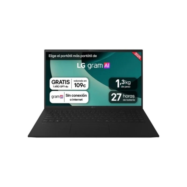 LG Gram 15Z80T-G.AS55B Portatil 15.6\" AMD Ryzen AI 5-340 - 16GB - 512GB SSD - Windows 11 Home - Color Negro - Teclado QWERTY (ES)
