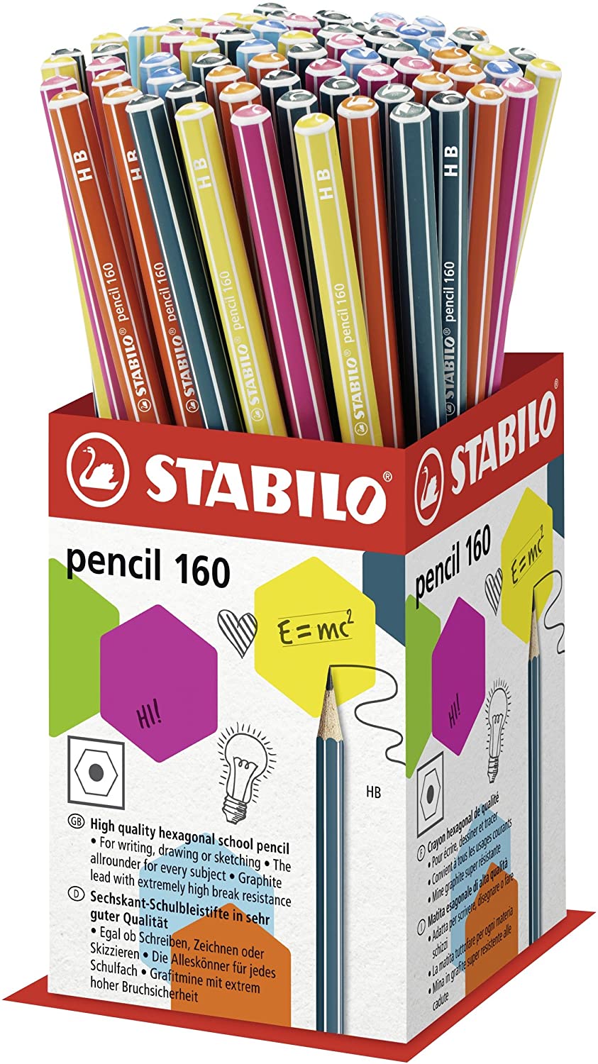 Stabilo Pencil 160 Expositor de 72 Lapices Hexagonales - Mina HB Robusta de 2.2mm - Diseño Moderno