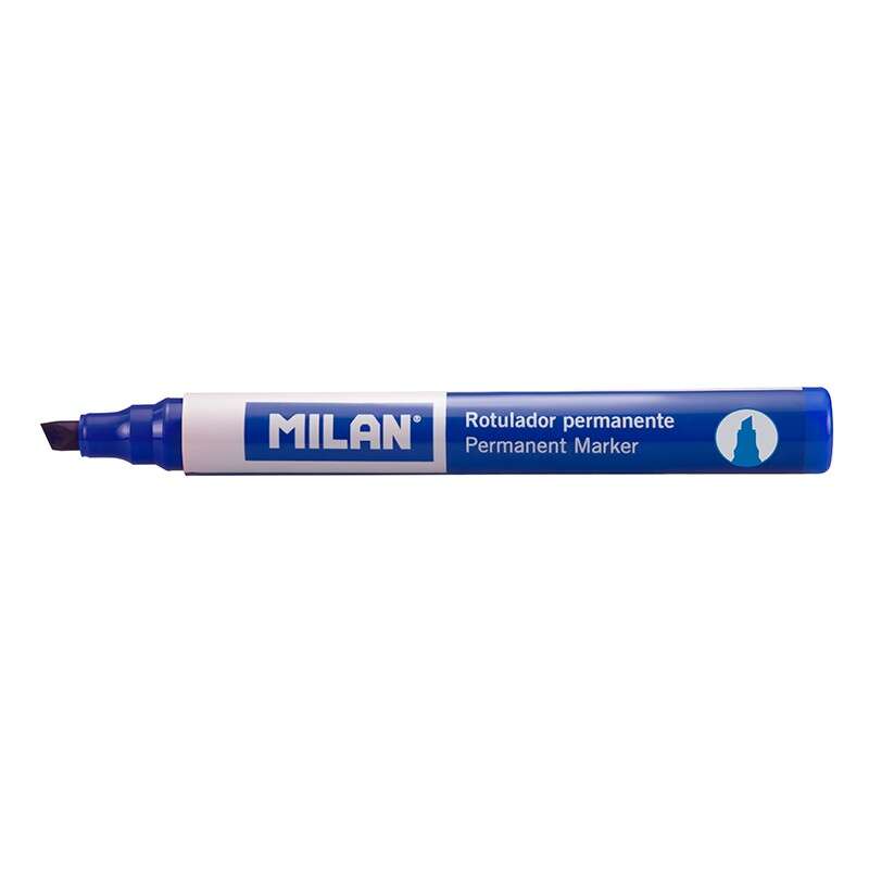 Milan Rotulador Permanente Punta Biselada - Punta 1 - 4mm - Tinta a Base de Alcohol - Color Azul Marino