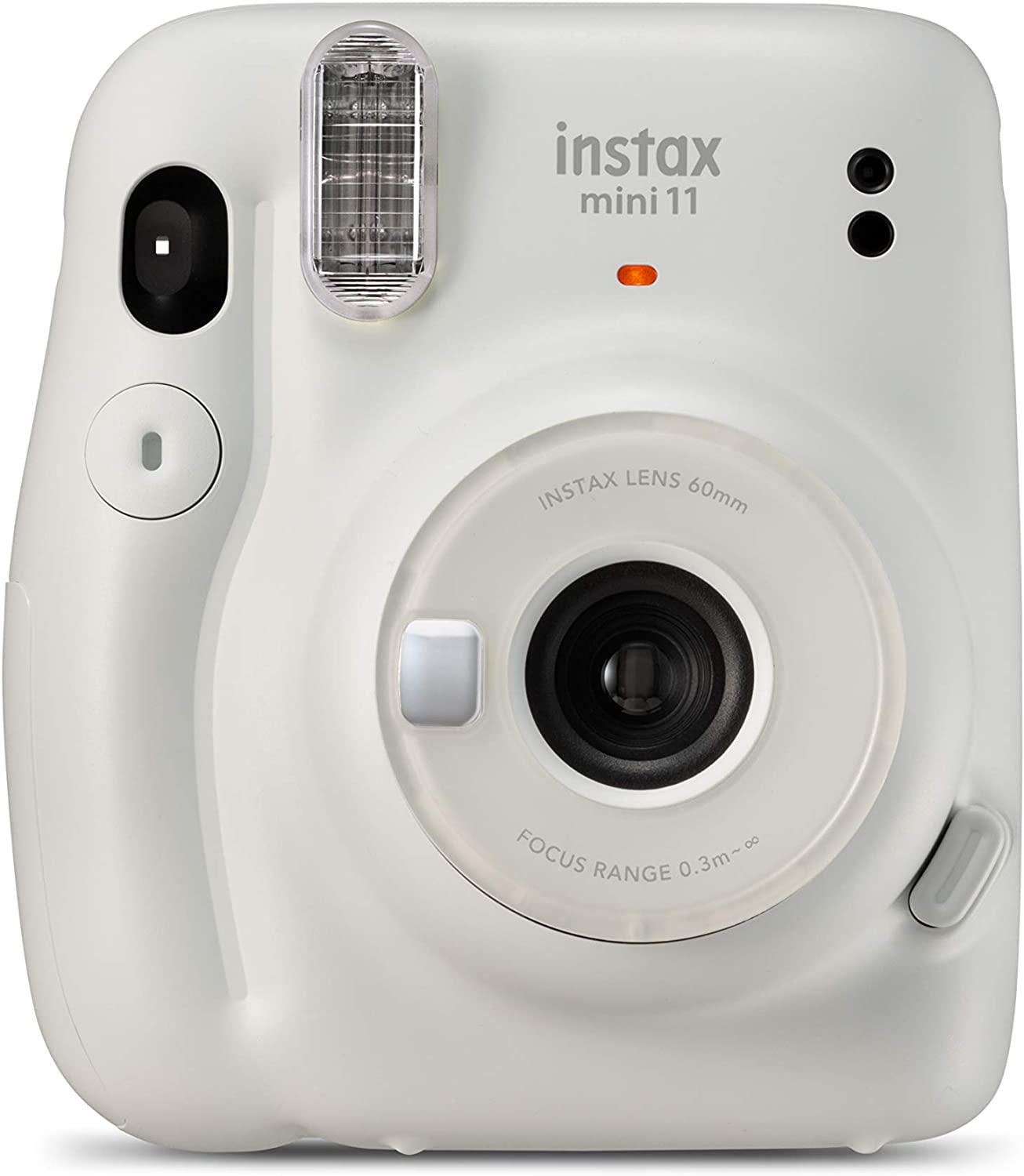 Fujifilm Instax Mini 11 Ice White Camara Instantanea - Tamaño de Imagen 62x46mm - Flash Auto - Mini Espejo para Selfies - Correa de Mano y 2 Botones de Obturador Diferentes