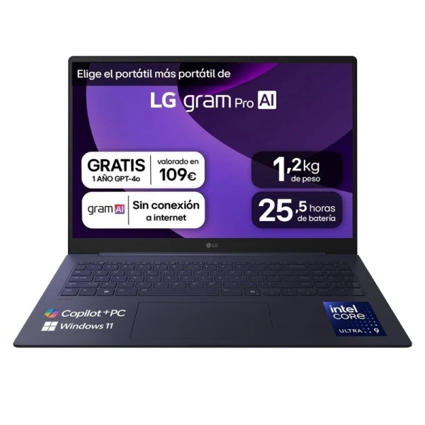 LG Gram 16Z90TS-G.AU99BN Portatil 16\" Intel Core Ultra 9 288V - 32GB - 1TB SSD - WiFi 7 - Windows 11 Home - Color Gris - Teclado QWERTY (ES)