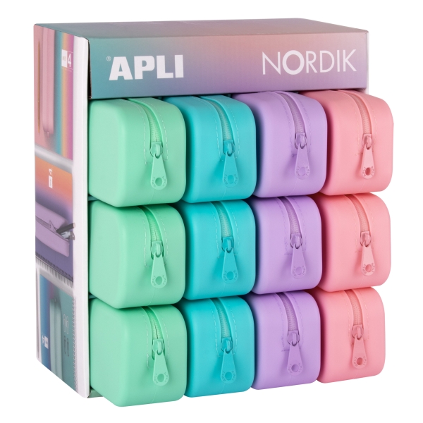 Apli Nordik Expositor de 12 Estuches de Silicona Rectangulares - Resistentes al Agua - Medidas 75x185x55mm - Colores Surtidos Apli Nordik Expositor de 12 Estuches de Silicona Rectangulares - Resistentes al Agua - Medidas 75x185x55mm - Colores Surtidos