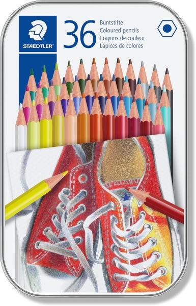 Staedtler 175 Caja Metalica de 36 Lapices Hexagonales de Colores - Colores Surtidos Staedtler 175 Caja Metalica de 36 Lapices Hexagonales de Colores - Colores Surtidos