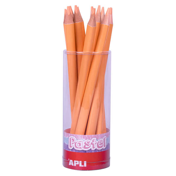 Apli Lapices Jumbo Pastel Salmon - Mina 5mm - Forma Triangular Ergonomica - Diametro 10mm, Largo 170mm - Pack 18 Unidades - Ideal para Expositor Jumbo Pastel