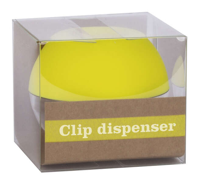 Apli Fluor Collection Dispensador de Clips - Ø 70x60 mm - Tapa Magnetica \"Soft Touch\" - Incluye 50 Clips Amarillo Fluorescente 28 mm