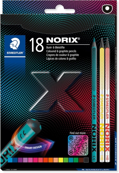 Staedtler Norix 186 Pack de 16 Lapices de Colores HB + 2 Lapices de Grafito - Madera Negra - Mina de Grafito - Diseño Inteligente - Para Escribir, Dibujar y hacer Bocetos Staedtler Norix 186 Pack de 16 Lapices de Colores HB + 2 Lapices de Grafito - Madera Negra - Mina de Grafito - Diseño Inteligente - Para Escribir, Dibujar y hacer Bocetos
