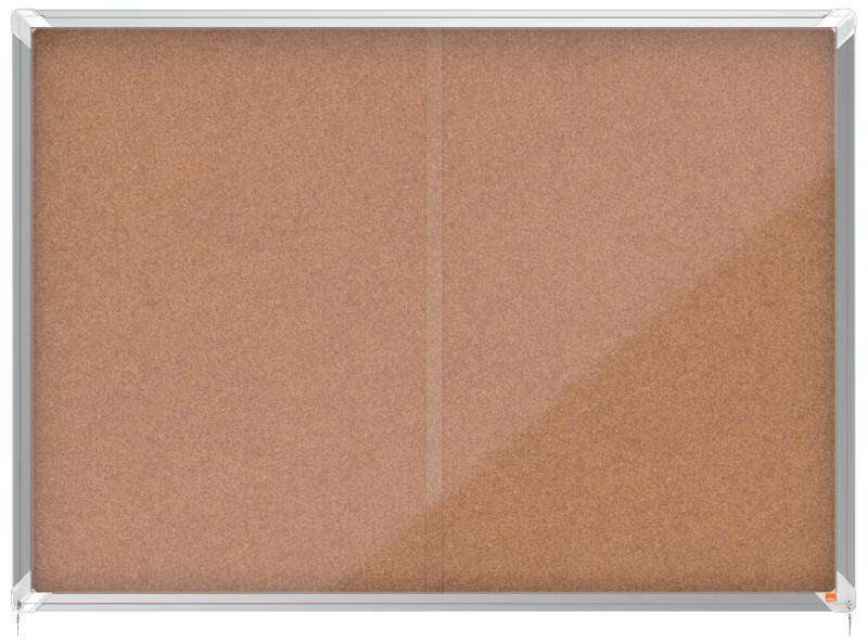 Nobo Vitrina Interior 18 Hojas A4 Corcho Puerta Deslizante - Superficie Autorregenerable - Aluminio - Color Natural