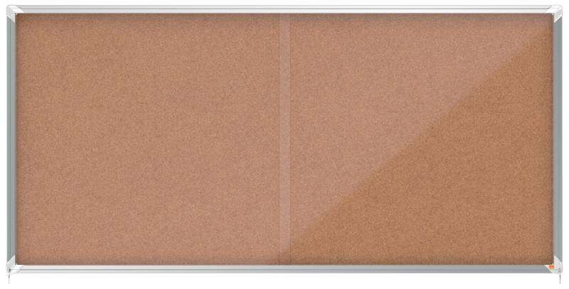 Nobo Premium Plus Vitrina de Puerta Corredera con Fondo de Corcho 27xa4 - Seguridad y Elegancia - Natural