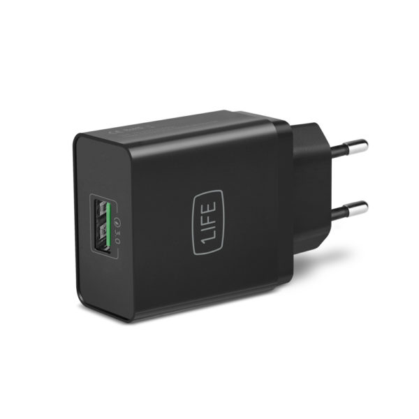 1Life Cargador de Pared USB 3.0 - Proteccion Sobrecarga y Cortocircuito - Tecnologia Quick Charge - Color Negro