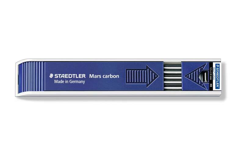Staedtler Mars Carbon 200 Pack con 12 Minas de Dibujo - Mina HB de 2mm - Longitud de 130mm