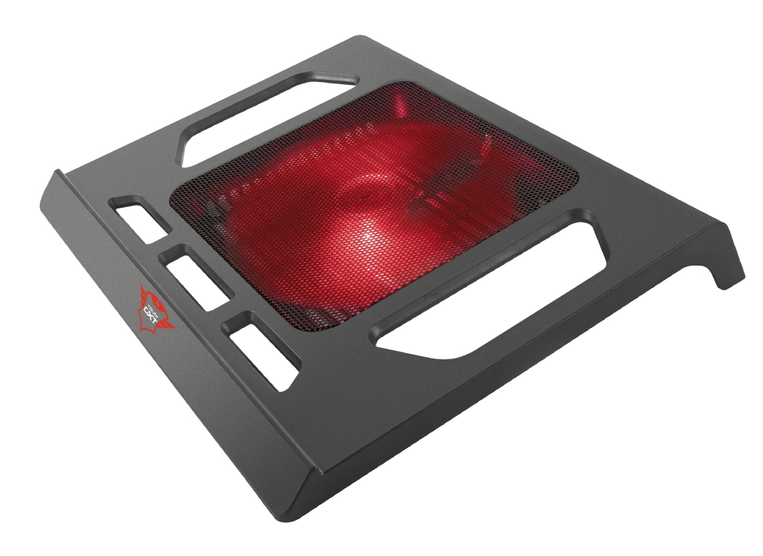 Trust Gaming GXT 220 Kuzo Base de Refrigeracion para Portatil hasta 17.3\" - Ventilador Silencioso con Iluminacion Roja - Color Negro
