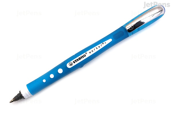 Stabilo Worker+ Colorful Boligrafo de Tinta Liquida - Trazo 0.5mm - Escritura Suave y Precisa - Cuerpo Entero de Caucho - Color Azul