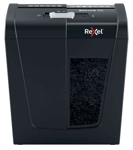 Rexel Secure S5 Destructora de Papel Manual Corte en Tiras P-2 - Destruye hasta 5 Hojas - Capacidad de la Papelera 10L - Color Negro