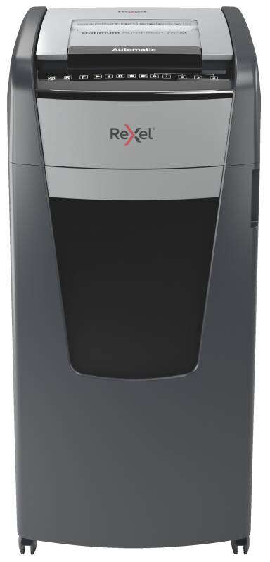 Rexel Optimum Autofeed 750M Destructora Automatica de Microcorte - Alimentacion Automatica de Hasta 750 Hojas A4 - Micro Corte P-5 - Papelera de 140L - Ruedas Giratorias - Tecnologia Anti Atascos - Negro