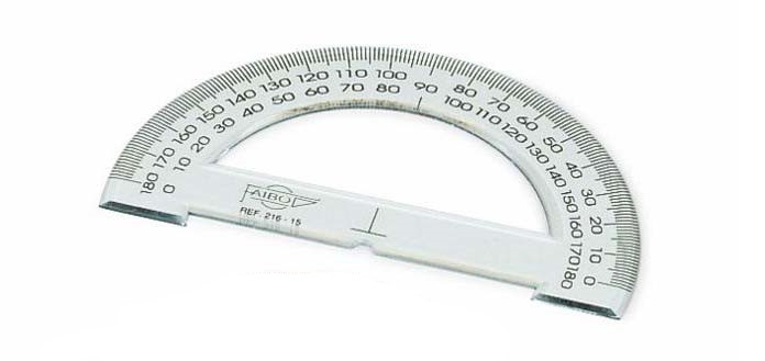 Faibo Semicirculo Escolar Graduado de 15cm - Biselado y Reborde para Tinta - Transparente