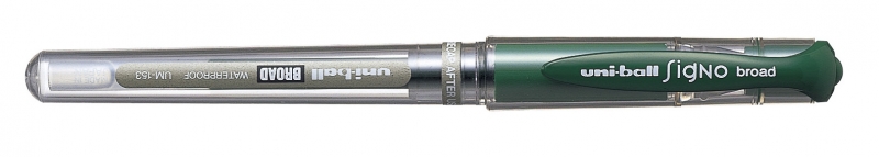 Uni-ball Signo Broad UM-153 Roller de Tinta Gel - Punta de Bola 1mm - Trazo Estilografico - Sujecion de Caucho - Color Verde