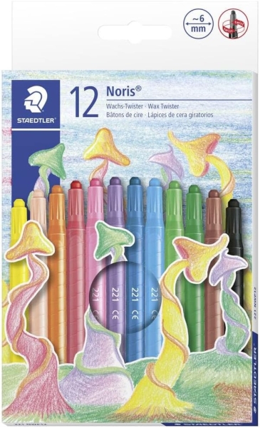 Staedtler Noris 221 Pack de 12 Ceras Giratorias - Diametro 6mm - Resistencia a la Rotura - Colorantes Alimenticios - Colores Surtidos Staedtler Noris 221 Pack de 12 Ceras Giratorias - Diametro 6mm - Resistencia a la Rotura - Colorantes Alimenticios - Colores Surtidos