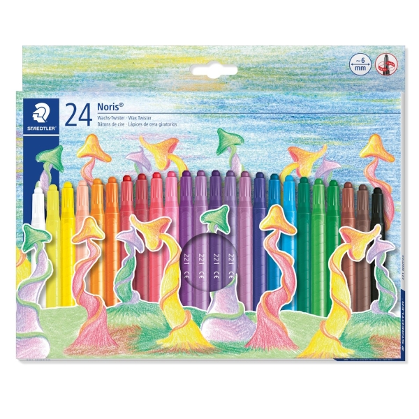 Staedtler Noris 221 Pack de 24 Ceras Giratorias - Diametro 6mm - Resistencia a la Rotura - Colorantes Alimenticios - Colores Surtidos Staedtler Noris 221 Pack de 24 Ceras Giratorias - Diametro 6mm - Resistencia a la Rotura - Colorantes Alimenticios - Colores Surtidos