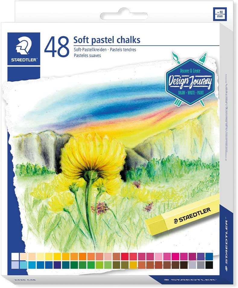 Staedtler 2430 Pack de 48 Tizas Pastel Suave - Excelentes para Mezclar Colores - Resistencia a la Luminosidad - Colores Surtidos