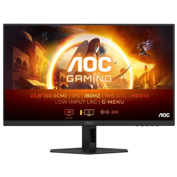AOC G4 Monitor 23.8\" LED Fast IPS FullHD 180Hz HDR10 - Respuesta 1ms - Angulo de Vision 178° - Altavoces Incorporados - HDMI, DisplayPort, Audio - Montaje VESA 100x100