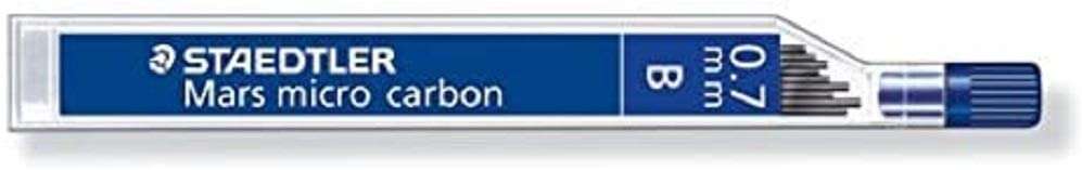 Staedtler Mars Micro Carbon 250 Tubo de 12 Minas de Grafito - Dureza B - Trazo 0.7mm - Alta Resistencia