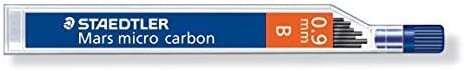 Staedtler Mars Micro Carbon 250 Tubo de 12 Minas de Grafito - Dureza B - Trazo 0.9mm - Alta Resistencia