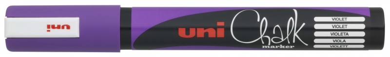Uni-ball PWE-5M Marcador de Tiza Liquida - Punta Conica 1.8-2.5mm - Borrado en Humedo - Resistente a la Lluvia y Exteriores - Color Violeta
