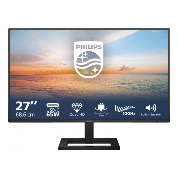 Philips 1000 Series 27E2N1600AE/00 Monitor 27\" IPS QuadHD 100Hz HDR10 - Respuesta 1ms - HDMI, USB-C - VESA 100x100mm - Color Negro