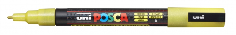 Posca PC-3ML Marcador de Pintura - Punta Conica de Poliester 0.9-1.3mm - Tinta Base al Agua - Resistente a la Luz - Color Amarillo