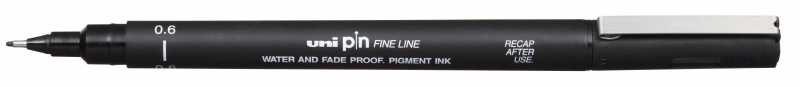 Uni-ball PIN Rotulador Calibrado 06 - Punta Poliacetal 0.6mm - Tinta Resistente al Agua y Luz - Color Negro