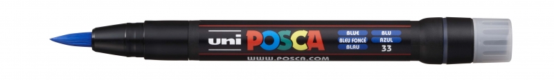 Posca PCF-350 Marcador de Pintura - Punta Acrilica Estilo Pincel - Tinta Base al Agua - Resistente a la Luz - No Permanente - Ideal para Carteleria y Decoracion - Color Azul