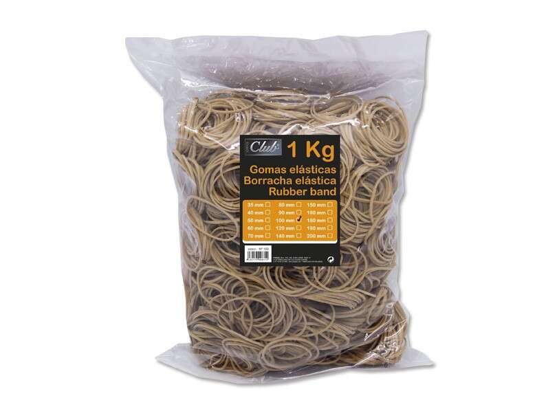Office Bolsa de 1kg de Gomas Elasticas 100mm - Alta Calidad - Color Marron