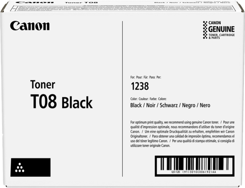 Canon T08 Negro Cartucho de Toner Original - 3010C006