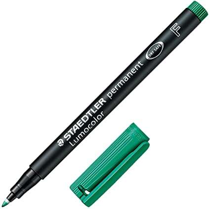 Staedtler Lumocolor 318 Rotulador Permanente - Punta Fina Redonda - Trazo 0.6mm - Capuchon con Clip - Secado Rapido - Color Verde