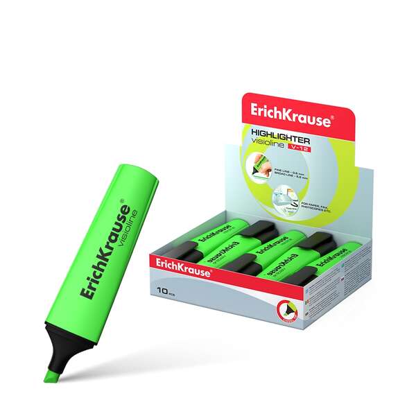 Erichkrause Visioline V-12 Marcador Fluorescente - Punta Biselada - Tinta a Base de Agua - Color Verde Erichkrause Visioline V-12 Marcador Fluorescente - Punta Biselada - Tinta a Base de Agua - Color Verde