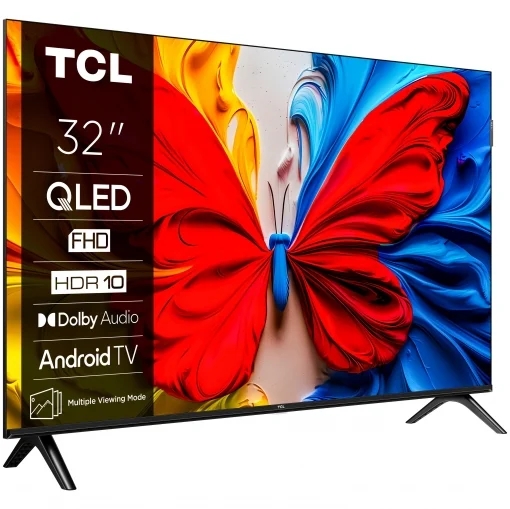 TCL 32S5K Televisor Smart TV 32\" QLED FullHD HDR 10 Android TV - WiFi, HDMI, Bluetooth 5.0 - VESA 100x100mm - Color Negro