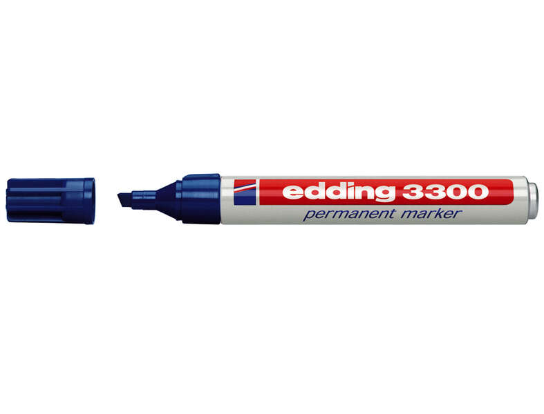 Edding 3300 Rotulador Permanente - Punta Biselada - Trazo entre 1 y 5 mm. - Tinta Casi Inodora - Secado Rapido - Color Azul