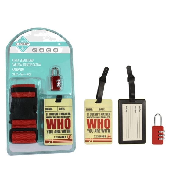 Lagart Pack con Cinta para Cierre de Maleta, Tarjeta Identificativa y Candado de Combinacion