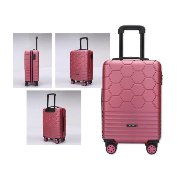 Lagart Maleta Trolley de Cabina Rigida 20” 55x34x23.5cm - Cierre TSA - Ruedas Dobles 360º - Color Cereza Metalizado